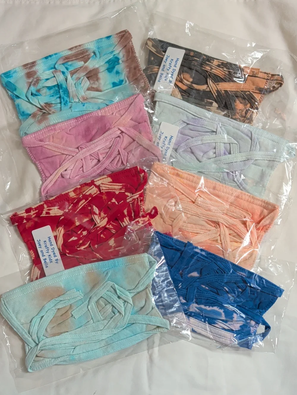 NWOT (002) Tultex Unisex Assorted Tie-Dye Face Masks Multi 8 Pack